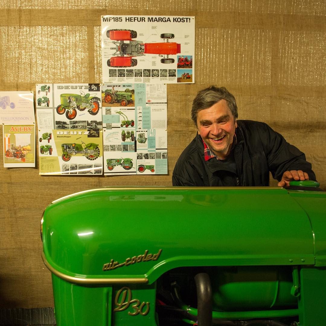 Eyberg shows off his refurbished green tractor