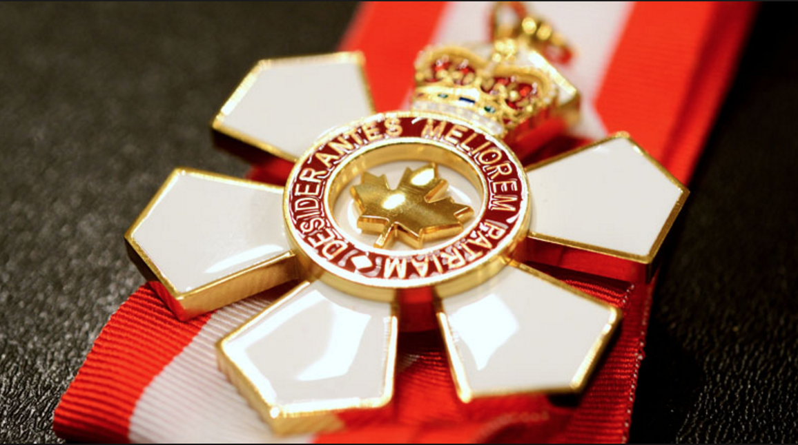 The white and red Order of Canada medal