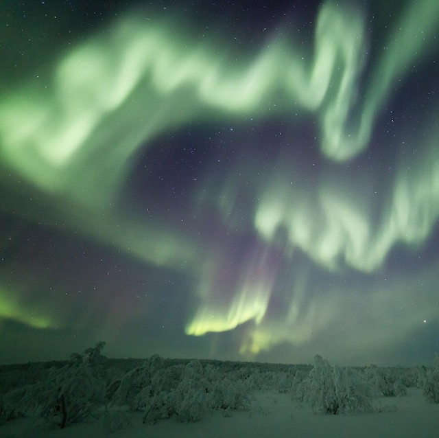 The aurora on the Finnish side of Lapland, in the Sámi homeland.